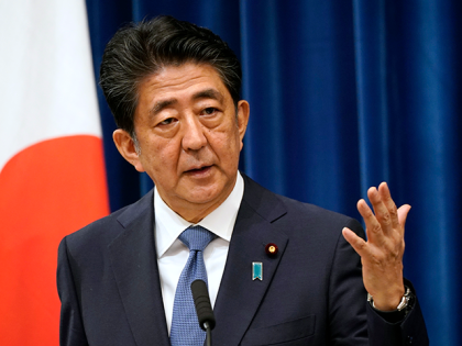 Japanese Prime Minister Shinzo Abe speaks during a press conference at the prime minister official residence on August 28, 2020 in Tokyo, Japan. Prime Minister Shinzo Abe announced his resignation due to health concerns. (Photo by Franck Robichon - Pool/Getty Images)