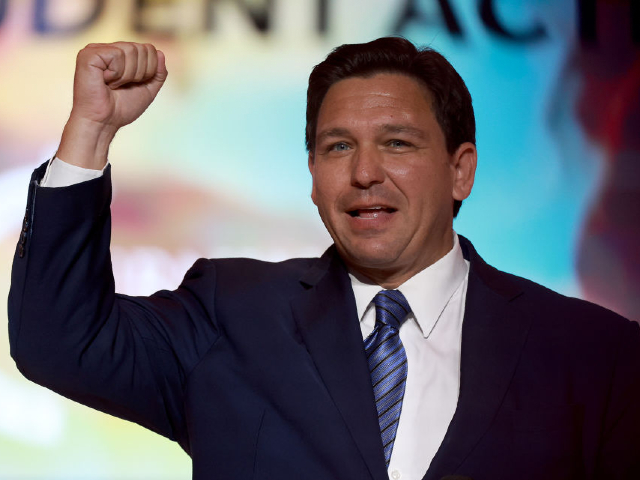  Florida Gov. Ron DeSantis speaks during the Turning Point USA Student Action Summit held at the Tampa Convention Center on July 22, 2022 in Tampa, Florida. The event features student activism and leadership training, and a chance to participate in a series of networking events with political leaders. (Photo by Joe Raedle/Getty Images)