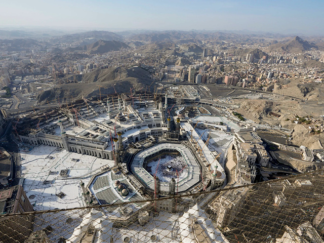 A general view of the Grand Mosque is seen from the Clock Tower during the Hajj pilgrimage in the Muslim holy city of Mecca, Saudi Arabia, Wednesday, July 6, 2022. (AP Photo/Amr Nabil)