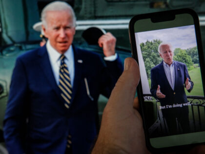 In this photo illustration taken on July 21, 2022 in Washington, DC, a video tweet from US