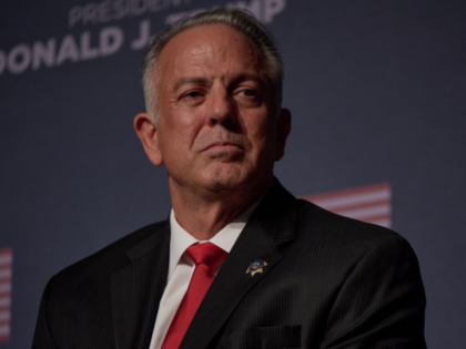 LAS VEGAS, NV - JULY 08: Nevada Republican gubernatorial candidate and current Clark County Sheriff Joe Lombardo sits during a panel on policing and security prior to former President Donald Trump giving remarks at Treasure Island hotel and casino on July 8, 2022 in Las Vegas, Nevada. Trump endorsed Nevada …