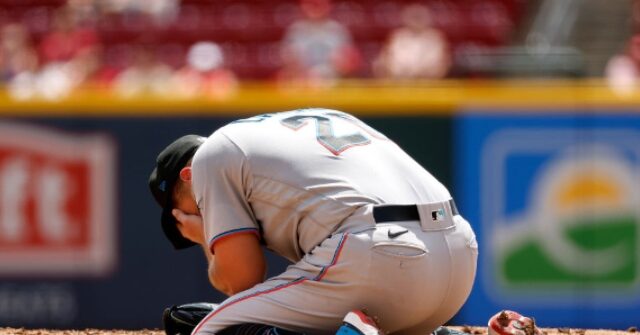 WATCH: Marlins’ Daniel Castano hit head-to-head 104 mph, shaking so bad