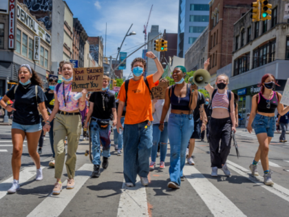 BROOKLYN, NEW YORK, UNITED STATES - 2020/06/17: The large crowd of LGBTQ youth marching th