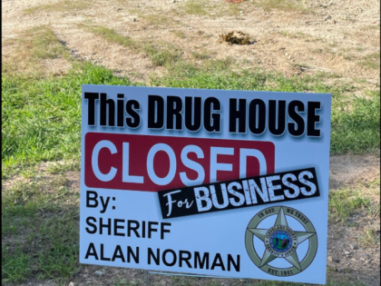 Sign- This Drug House CLOSED for Business. Cleveland County Sheriff's Office