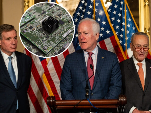 Senator John Cornyn, a Republican from Texas, center, speaks during a news conference for the CHIPS and Science Act at the U.S. Capitol in Washington, D.C., US, on Wednesday, July 27, 2022. The Senate on Wednesday passed legislation that includes $52 billion in grants and incentives for US semiconductor manufacturing, …