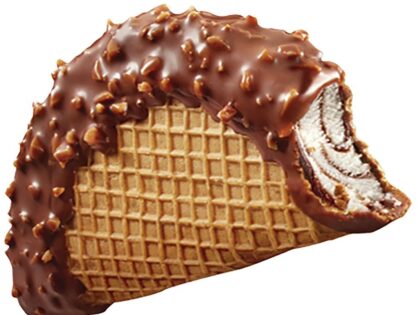 This undated photo provided by Unilever shows the Choco Taco. Klondike has announced it's discontinuing the ice cream treat. A Klondike brand representative said in an emailed statement, Monday, July 25, 2022, that the Choco Taco has been discontinued in both its 1 count and 4 count sizes. (Claire Grummon/Unilever …