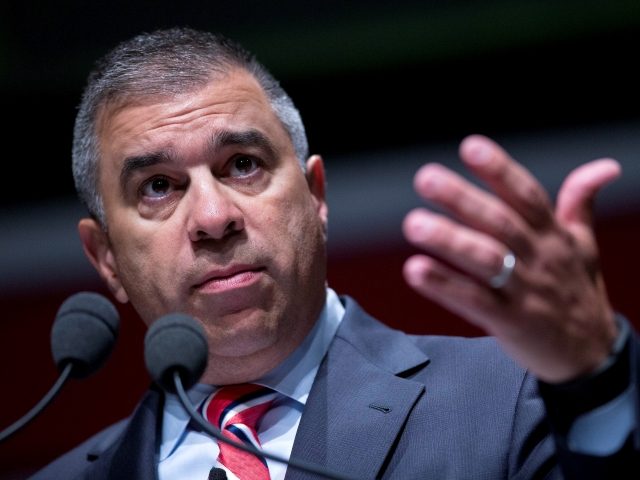 David Bossie, president of Citizens United, gestures during South Carolina Freedom Summit hosted by Citizens United and Congressman Jeff Duncan in Greenville, South Carolina, U.S., on Saturday, May 9, 2015. The Freedom Summit brings grassroots activists from across South Carolina and the surrounding area to hear from conservative leaders and …