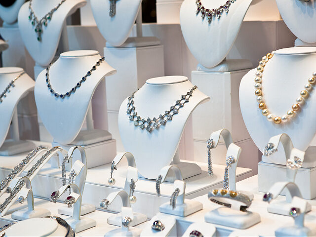 Jewelry on window display - stock photo