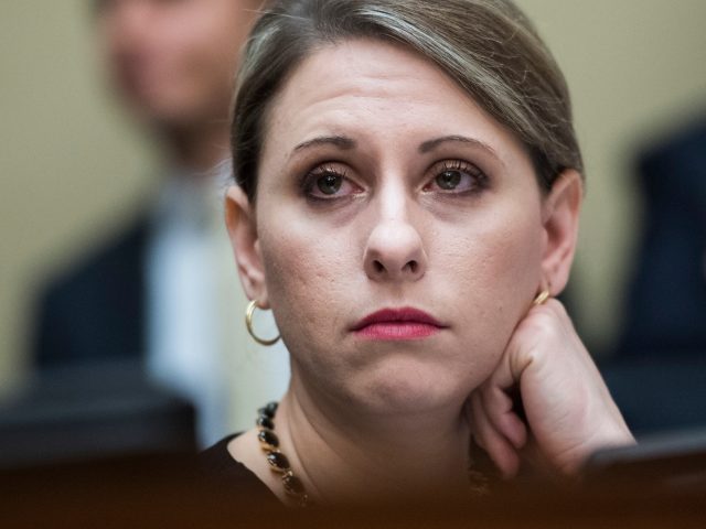 UNITED STATES - MARCH 14: Rep. Katie Hill, D-Calif., is seen during a House Oversight and Reform Committee hearing in Rayburn Building to discuss preparations for the 2020 Census and citizenship questions on Thursday March 14, 2019. Commerce Secretary Wilbur Ross testified. (Photo By Tom Williams/CQ Roll Call)