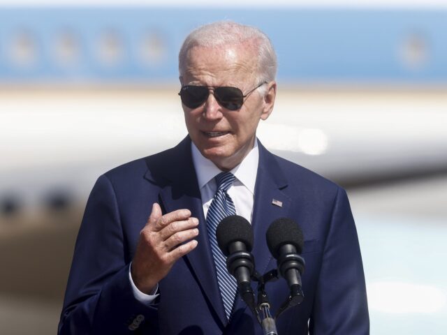 US President Joe Biden, speaks during an arrival ceremony at Ben Gurion International Airp