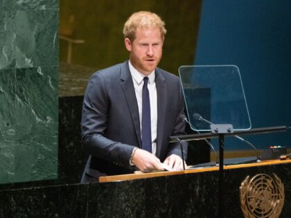 NEW YORK, NY - JULY 18: Prince Harry, Duke of Sussex, speaks at the United Nations General Assembly on Nelson Mandela International Day at U.N. headquarters on July 18, 2022 in New York City. Nelson Mandela International Day was officially declared by the United Nations in November of 2009 and …