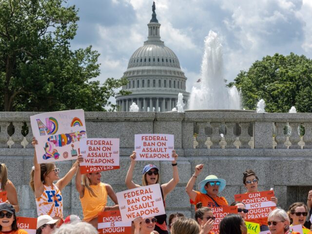 WASHINGTON, DC - JULY 13: Gun control activists rally near the U.S. Capitol calling for a