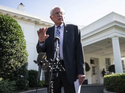 Senator Bernie Sanders, an Independent from Vermont, speaks to members of the media following a meeting with U.S. President Joe Biden at the White House in Washington, D.C., U.S., on Monday, July 12, 2021. Biden is expected to discuss his call for channeling federal funding to help cities and states …