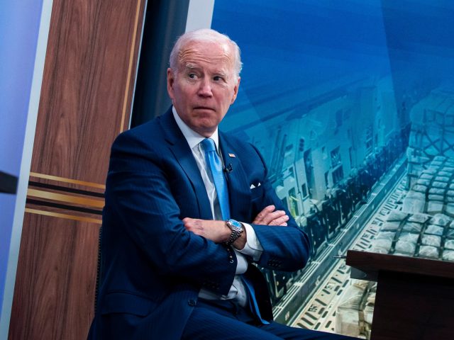 US President Joe Biden meets virtually with baby formula manufacturers in the Eisenhower Executive Office Building in Washington, D.C., US, on Wednesday, June 1, 2022. Biden is meeting with the manufacturers to tout his administration's efforts to combat a shortage that's only worsening across the country, risking backlash from angry …
