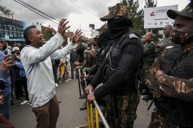 Several hundred anti-government demonstrators gathered in the centre of Antananarivo