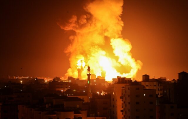 Balls of fire lit up the night sky over Gaza City after the air strikes
