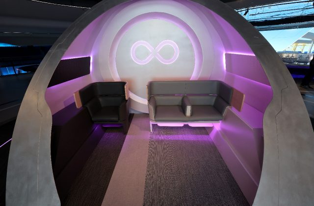 A model of a passenger hyperloop capsule at Dubai's 2020 Expo. The UAE firm DP World is o