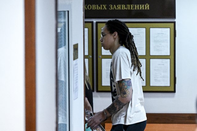US WNBA basketball superstar Brittney Griner arrives to a hearing at the Khimki Court, out