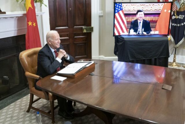 President Joe Biden talks with Chinese President Xi Jinping amid high tensions
