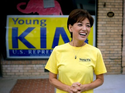 FILE - In this Saturday, Oct. 6, 2018, file photo Young Kim, a candidate who is running for a U.S. House seat in the 39th District in California, smiles outside her campaign office in Yorba Linda, Calif. The South Korean immigrant and former state legislator said she will run in …