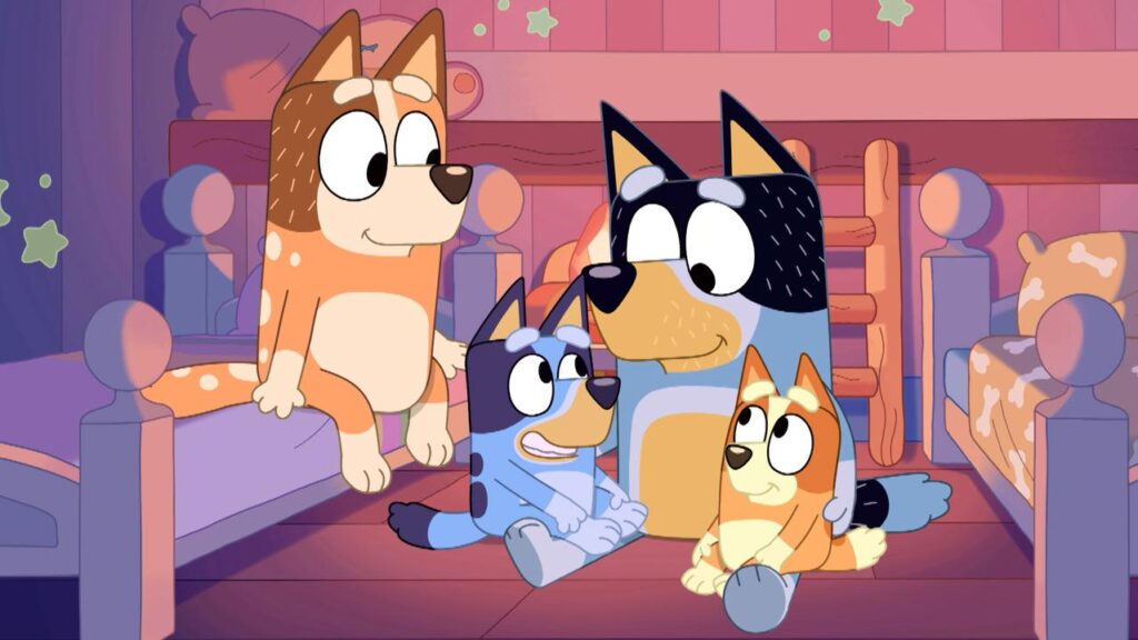 In the episode, Bandit is accused of farting in Bluey’s face as he climbs out of bed.