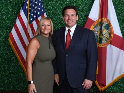 School Board candidate April Carney with Florida Gov. Ron DeSantis. (April Carney for Duval County School Board District 2)