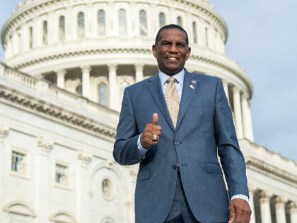 Rep. Burgess Owens, R-Utah, is seen during a group photo with freshmen members of the House Republican Conference on the House steps of the Capitol on Monday, January 4, 2021. (Photo By Tom Williams/CQ-Roll Call, Inc via Getty Images)