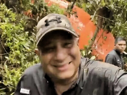 Dimitri Flores, candidate for presidency in Panama, films a helicopter crash from inside the helicopter.