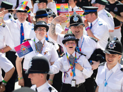 CARDIFF, WALES - AUGUST 24: Police staff during Pride Cymru 2019 on August 24, 2019 in Cardiff, Wales. Pride Cymru aims to eliminate discrimination on the grounds of sexual orientation and gender and promote LGBT+ equality and diversity within Wales. (Photo by Matthew Horwood/Getty Images)