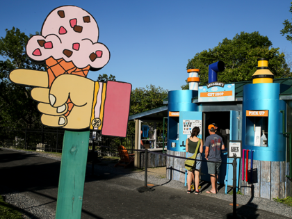 Visitors buy good at the gift shop of Ben & Jerrys factory in Waterbury, Vermont on June 24, 2021. (Photo by Christiana Botic for The Boston Globe via Getty Images)