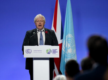 GLASGOW, SCOTLAND - NOVEMBER 10: British Prime Minister Boris Johnson speaks during a press conference on day eleven of the COP26 climate change conference at the SEC on November 10, 2021 in Glasgow, Scotland. Day eleven of the 2021 COP26 climate summit in Glasgow sees the return of the UK …