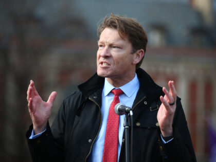 LONDON, ENGLAND - FEBRUARY 05: Richard Tice, leader of Reform UK, speaks during the Say no to the Elections Bill rally in Parliament Square on February 5, 2022 in London, England. The protest is part of a national campaign against the Elections Bill. (Photo by Hollie Adams/Getty Images)