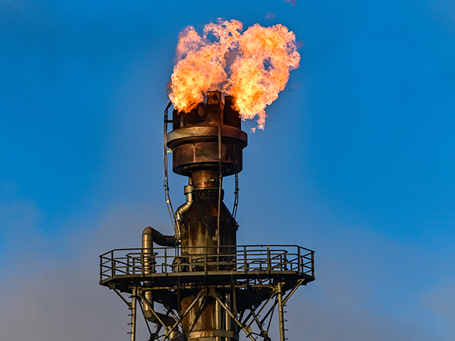 25 February 2022, Brandenburg, Schwedt: At PCK-Raffinerie GmbH, surplus gas is burned off