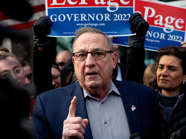 AUGUSTA, ME - FEB 16: Former Gov. Paul LePage speaks to the press after walking to the Sta