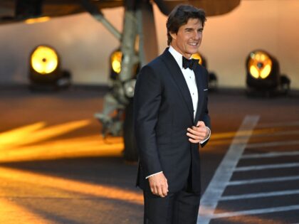US actor Tom Cruise poses upon arrival for the UK premiere of the film "Top Gun: Maverick" in London, on May 19, 2022. (Photo by JUSTIN TALLIS / AFP) (Photo by JUSTIN TALLIS/AFP via Getty Images)