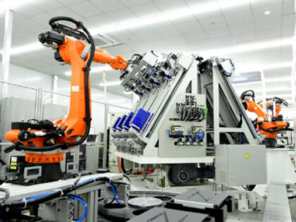 NANTONG, CHINA - MAY 30, 2022 - Lithium battery modules are produced on an automated produ