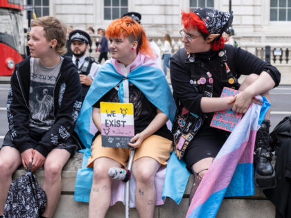 Hundreds of trans rights activists gathered in Westminster for a protest rally under the name 'Not safe to be me' organised by Trans Activism UK on 29th June 2022 in London, United Kingdom. The protest, #Notsafetobeme was organised in place of the government's cancelled LGBTQ+ conference and was attended by …