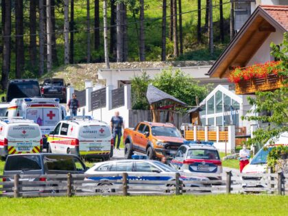 A photo taken on July 30, 2022 shows police in Sellrain, Tyrol, Austrian, after they arrested an 18-year-old terror suspect. - During the arrest, the mother of the suspect is said to have tried to run over two officers from the Cobra task force with a car, the Interior Ministry …