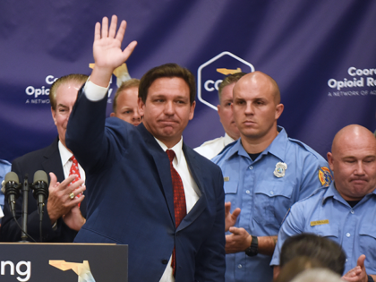 Florida Gov. Ron DeSantis speaks at a press conference to announce the expansion of a new, piloted substance abuse and recovery network to disrupt the opioid epidemic, at the Space Coast Health Foundation in Rockledge, Florida. The Coordinated Opioid Recovery (CORE) network of addiction care was piloted in Palm Beach …