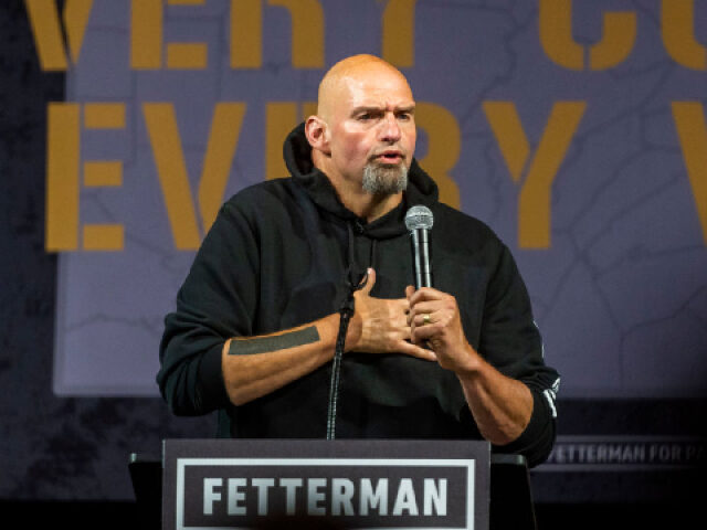 ERIE, PA - AUGUST 12: Democratic Senate candidate Lt. Gov. John Fetterman (D-PA) speaks during a rally at the Bayfront Convention Center on August 12, 2022 in Erie, Pennsylvania. Fetterman made his return to the campaign trail in Erie after recovering from a stroke he suffered in May. (Photo by …