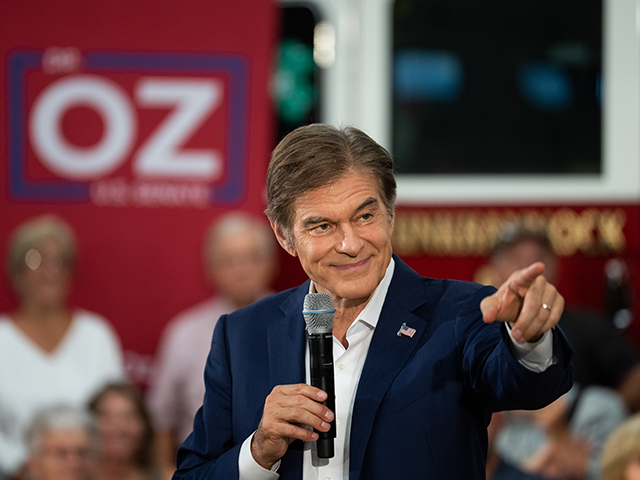 Republican U.S. Senate candidate Mehmet Oz holds a rally in the Tunkhanock Triton Hose Co fire station in Tunkhanock, Pa., on Thursday, August 18, 2022. (Bill Clark/CQ-Roll Call, Inc via Getty Images)