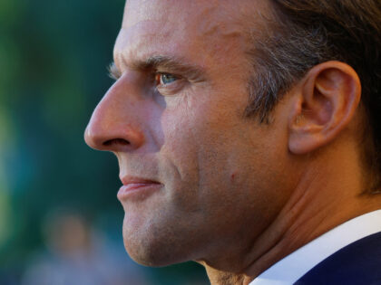 French President Emmanuel Macron attends a ceremony marking the 78th anniversary of the Allied landings in Provence during World War II which helped liberate southern France, in Bormes-les-Mimosas, on August 19, 2022. (Photo by ERIC GAILLARD / POOL / AFP) (Photo by ERIC GAILLARD/POOL/AFP via Getty Images)