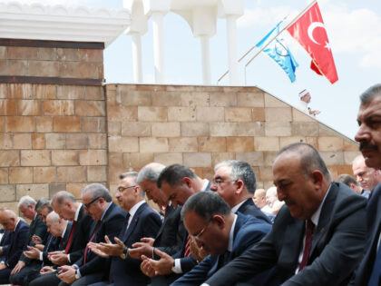 MUS, TURKIYE - AUGUST 26: (----EDITORIAL USE ONLY â MANDATORY CREDIT - "TURKISH PRESIDENCY / MURAT CETINMUHURDAR / HANDOUT" - NO MARKETING NO ADVERTISING CAMPAIGNS - DISTRIBUTED AS A SERVICE TO CLIENTS----) Turkish President Recep Tayyip Erdogan performs Friday prayer at Manzikert after attending an event in eastern Turkiye marking …