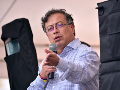 Colombian Presidential Candidate for 'Pacto Historico' Gustavo Petro speaks during a campa