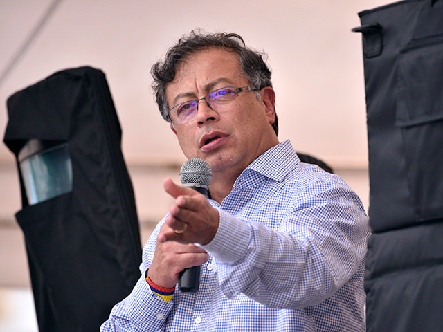 Colombian Presidential Candidate for 'Pacto Historico' Gustavo Petro speaks during a campa