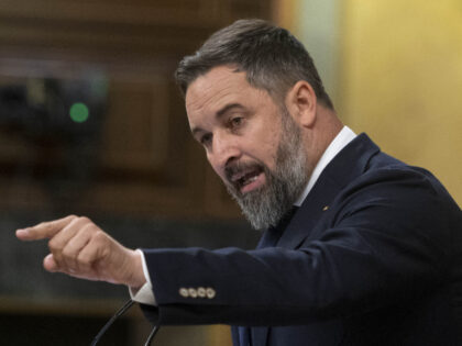 MADRID, SPAIN - JULY 12: The leader of Vox, Santiago Abascal, speaks in the first day of the 26th edition of the Debate on the State of the Nation, in the Congress of Deputies, on 12 July, 2022 in Madrid, Spain. After seven years without holding one, the Lower House …