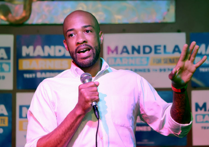 MILWAUKEE, WI - AUGUST 7: Wisconsin Deputy Governor Mandela Barnes, who is running to become the Democratic candidate for the US Senate, speaks during a campaign event at The Wicked Hop on August 7, 2022 in Milwaukee, Wisconsin.  Barnes is expected to win the primary on Tuesday and face incumbent Republican Senator Ron Johnson in the November general election.  (Photo by Scott Olson/Getty Images)