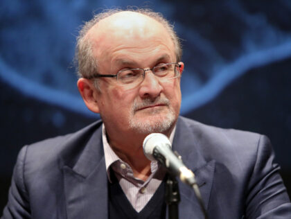 BERLIN, GERMANY - NOVEMBER 21: Salman Rushdie, British Indian novelist and essayist, attends a reading of his book 'Two Years, Eight Months and Twenty-Eight Nights,' on November 21, 2015 in Berlin, Germany. Rushdie's new novel is a modern update to the One Thousand and One Nights, also known as Arabian …