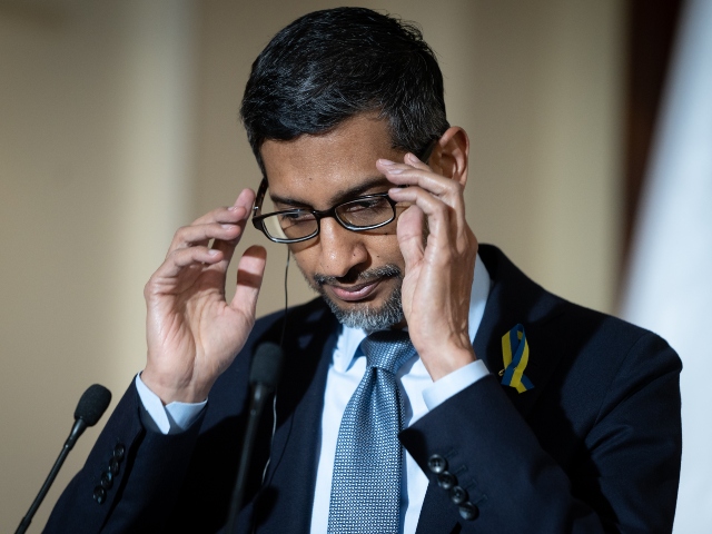 Sundar Pichai, CEO of Google, looks down