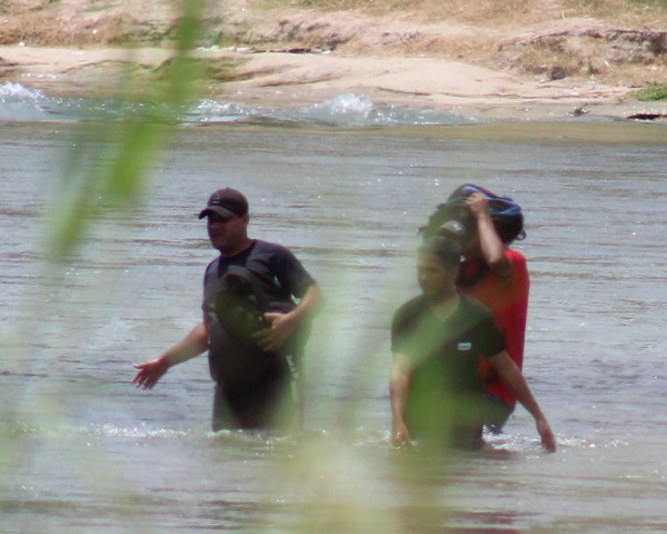 Swiftly moving currents of the Rio Grande (seen in background) enhance the danger of illegally crossing the border from Mexico into Eagle Pass, Texas. (Randy Clark/Breitbart Texas)